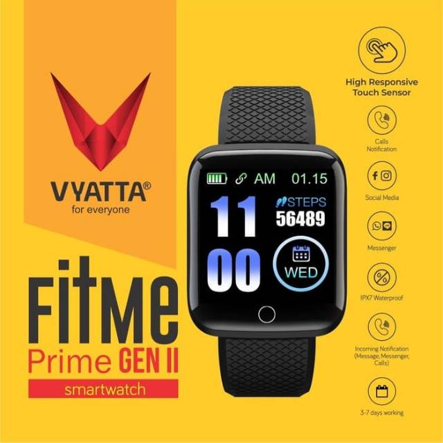 VYATTA FitMe Prime Smartwatch - ColorLCD, HeartRate, Oxygen,Waterproof