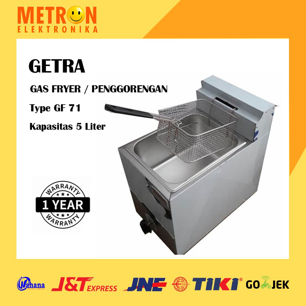 GETRA GF 71 - GAS FRYER 1 TANK 1 BASKET 5 LITER / PENGGORENGAN GAS 5 LT / DEEP FRYER GAS / GF71