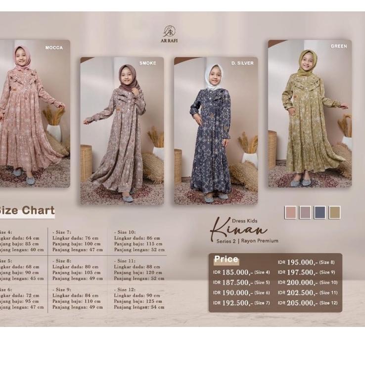 LANGSUNG KIRIM.. GAMIS COPLE TERLARIS DRESS KINAN KIDS BY HIJAB ARRAFI BUSANA MUSLIMAH ANAK BAJU LEB