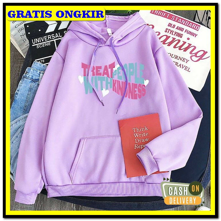 Hoodie Crop Oversize Korea Style Fashion Wanita Hijab Premium Terbaru  Treat People Sweater Hoodie