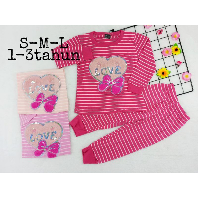 Ss#167 Setelan Piyama Anak Model Za-ra Kids size 1-3thn Bahan Kaus / Export Quality Baju Tidur Anak