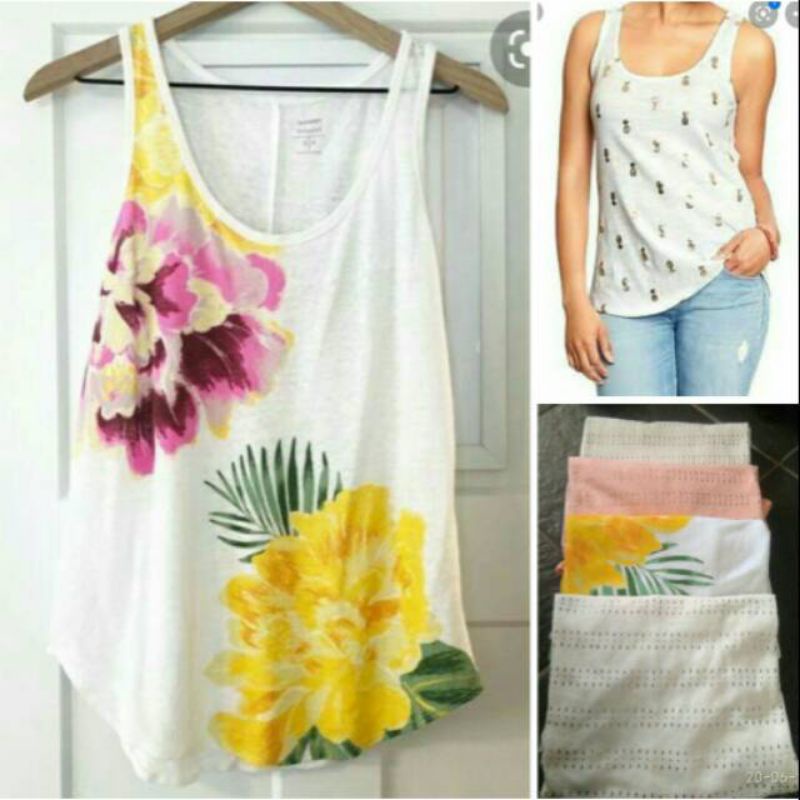 Tanktop Wanita Old Navy Bahan Adem Banyak Motif Original Branded