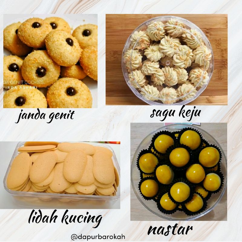 

kue kering /kue nastar/ sagu keju/lidah kucing /janda genit