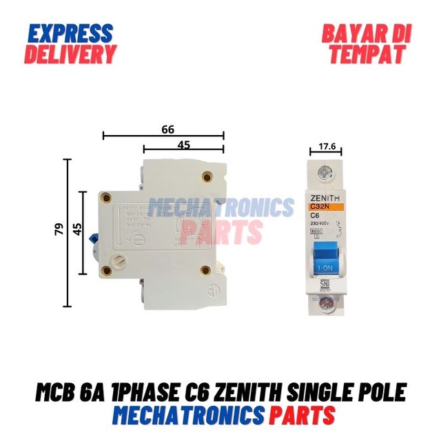 [MCB-9003] MCB 6A 1PHASE C6 ZENITH SINGLE POLE