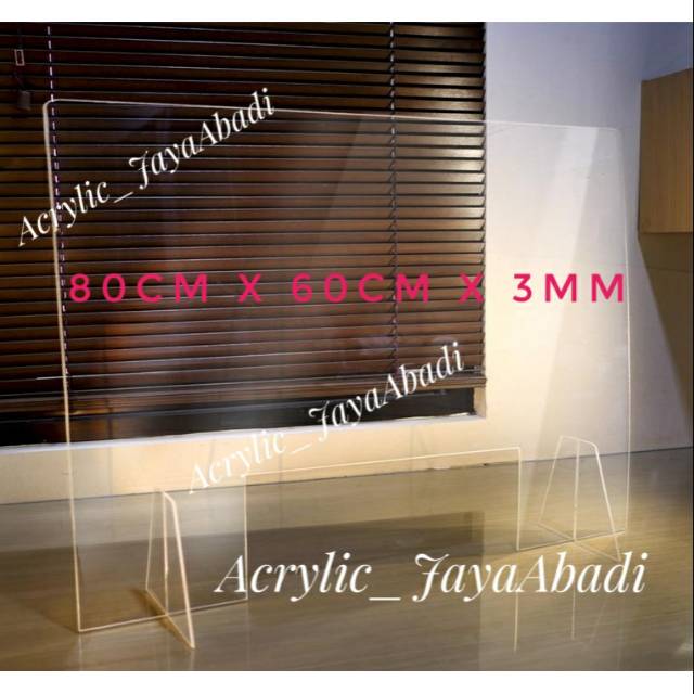 Partisi / Akrilik / Sekat / Meja Covid 80cm x 60cm x 3mm
