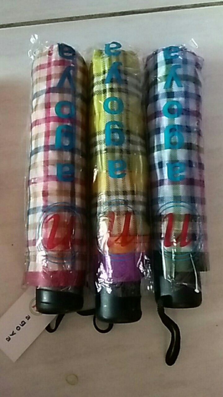 Payung Motif Kotak Lipat Tiga / Payung Lipat 3 Mewah