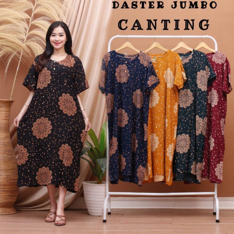 DASTER JUMBO LD 120 CM KANCING DEPAN BUSUI BUMIL BAHAN  SANTUNG RAYON HALUS ADEM BAJU TIDUR IBU LENGAN PENDEK BANYAK MOTIF-2