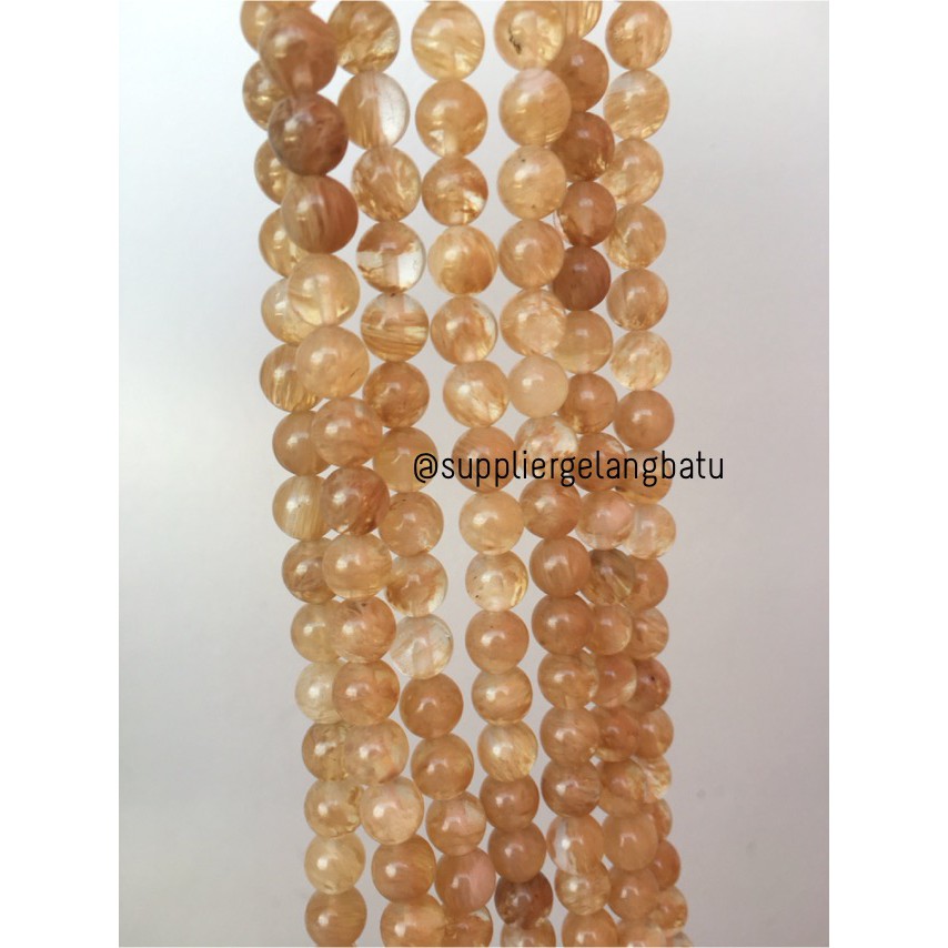 natural batu CITRINE kuning 8mm kristal yellow citrin media kesehatan aksesoris fashion pernakpernik
