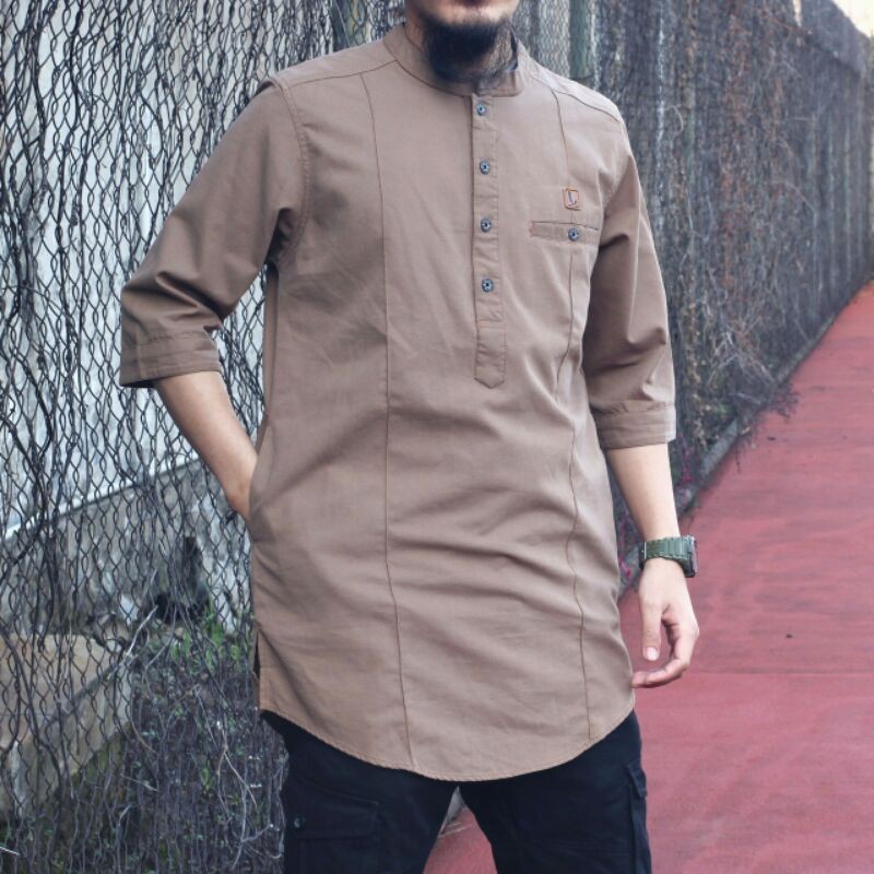 BAJU KOKO KURTA PAKISTAN BERKUALITAS PAKAIAN MUSLIM PRIA LENGAN PENDEK WARNA NAVY MAROON UKURAN M L