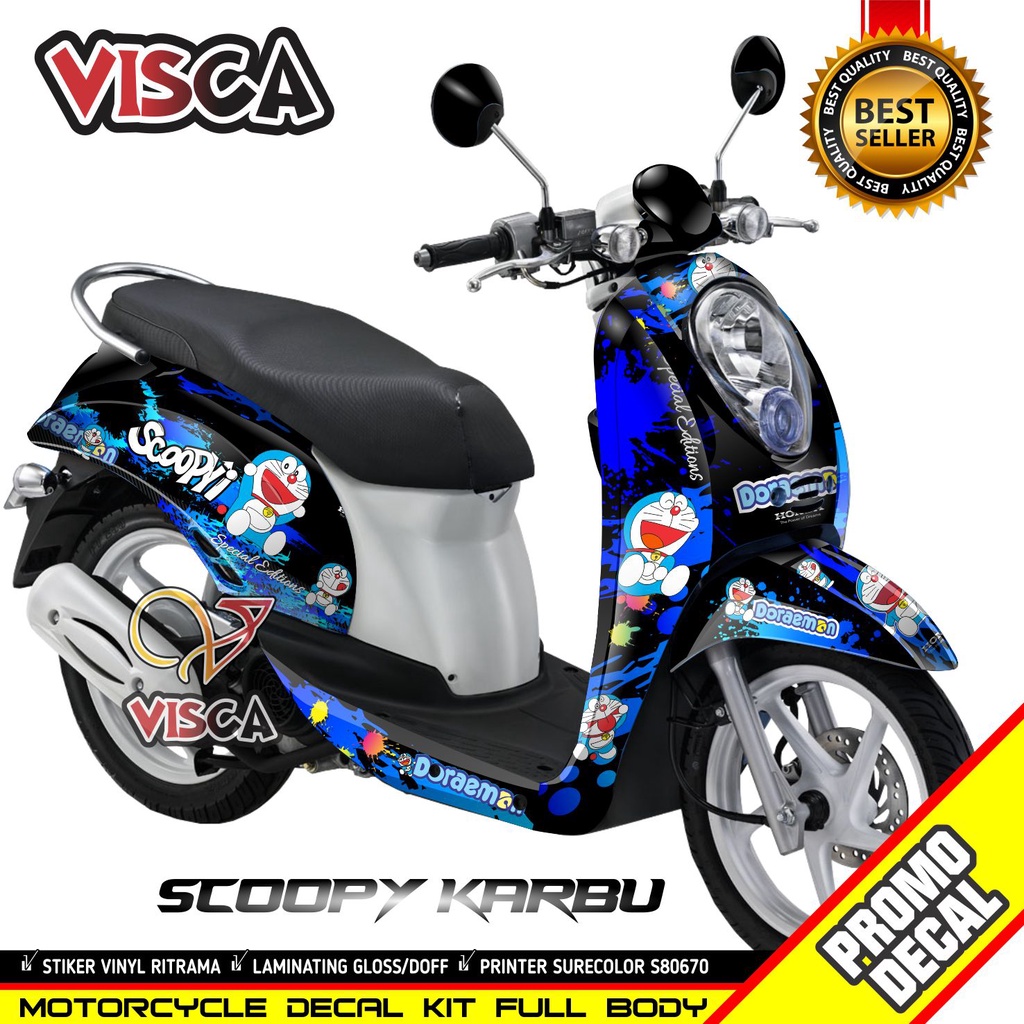 Decal Scoopy Karbu Full Body Stiker Scoopy Karbu Lama Striping Scoopy Karbu Lama Doraemon