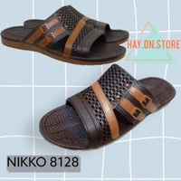 NK 128 SANDAL SELOP COKLAT M-L-XL/nikko 8116  / SANDAL KARET PVC LAKI / SANDAL SANTAI TERMURAH/BUKAN JEPIT/BUKAN BAN2 GESPER