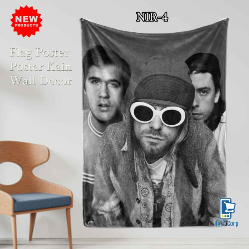 poster kain nirvana - hiasan dinding nirvana - nirvana - poster custom - poster kain cover album