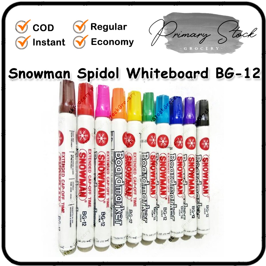 

Spidol Whiteboard Snowman Ori 1 Lusin BG 12 Papan Tulis Hitam Biru Merah Kuning Hijau Orange Pink Ungu Coklat