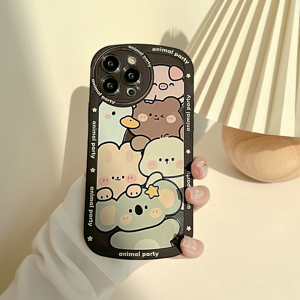 Soft Case TPU Motif Print Kartun Untuk iPhone 11 12 13 Pro Max Mini 7 8 Plus SE 2020 SE 2022 X XR XS Max