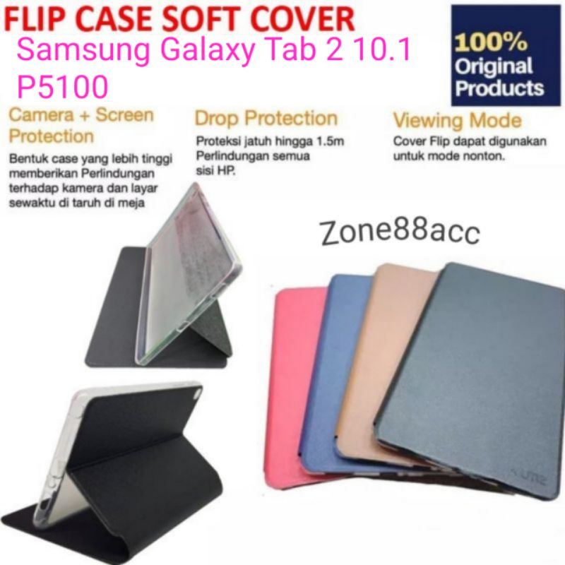 Sarung Samsung Galaxy Tab 2 10.1 P5100 Leather Flip Cover Book Buku Cover Casing Case Ume Flipcover Softcase Silicon