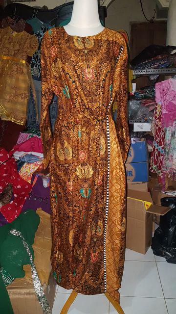 Batik Wanita Gamis Kombi Sogan Wajik #1 Katun Modern Motif Cewek Premium Cokelat Exclusive