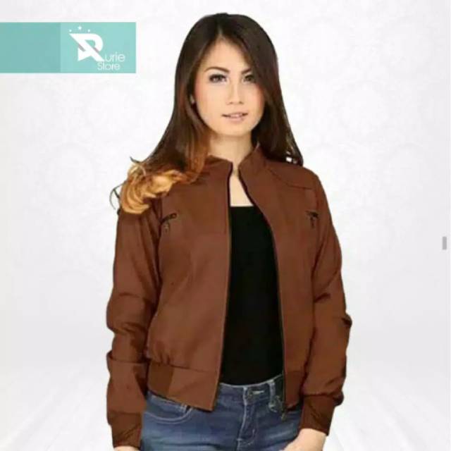 Jaket Kulit Wanita Rib Korea Motor Harian Casual Murah