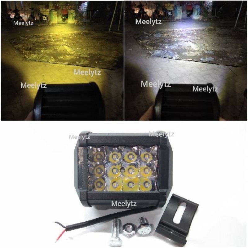 Lampu tembak sorot CWL 12 LED 2 warna 3 mode waterproof 12 mata