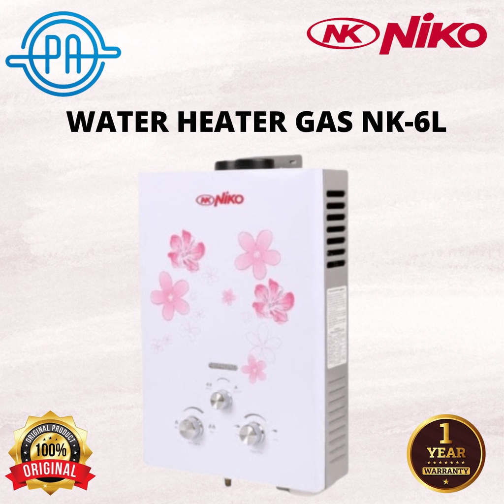 WATER HEATER GAS NIKO NK-6L  / NK 6L ORIGINAL PUTIH