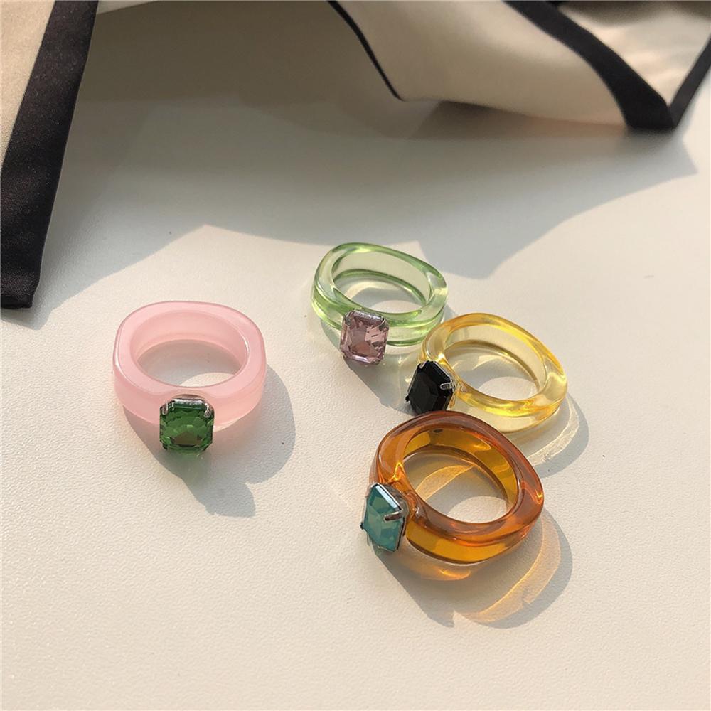 Agustinina Cincin Jari Trendi Fashion Perhiasan Wanita Gadis Tidak Teratur Akrilik Geometris