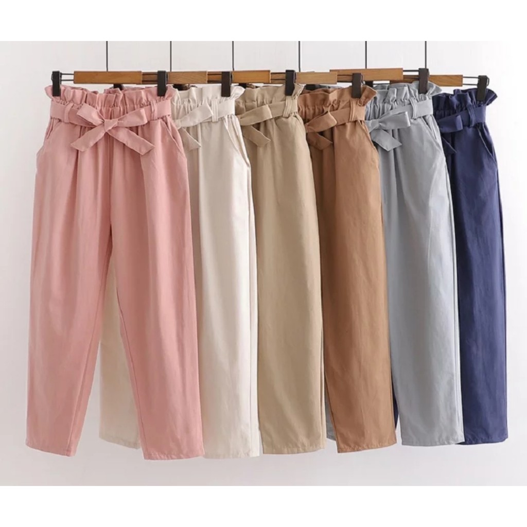 HOT ITEM!! Dini Linen Pants HIGHWAIST - CELANA WANITA MUSLIMAH TERLARIS KEKINIAN