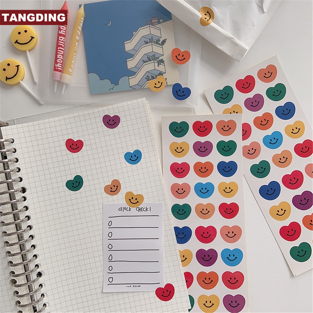 【COD Tangding】Stiker Bentuk Hati Warna-Warni Gaya Korea Untuk Dekorasi Buku Catatan