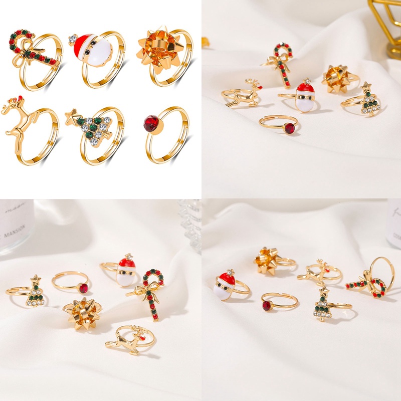 6pcs / Set Cincin Desain Santa Claus Untuk Dekorasi Natal