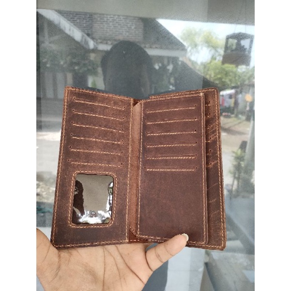 Dompet kulit pria wanita wr.leather kulit sapi asli crazy horse vintage