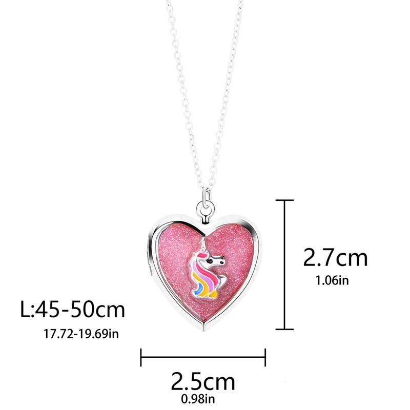 2pcs / Set Kalung Rantai Dengan Liontin Unicorn Warna-Warni Untuk Wanita