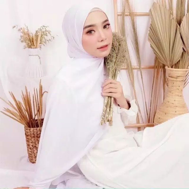 Hijab denay segi empat Lasercut MS Hijab /kerudung motif terbaru-PashminaCeruty putih