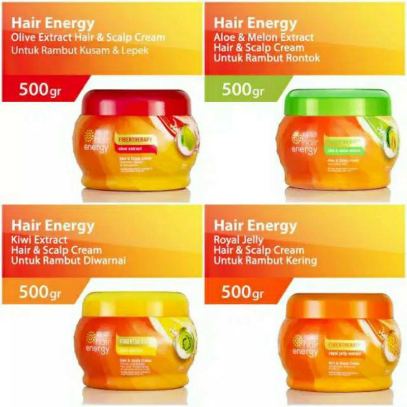 MAKARIZO Creambath Hair and Scalp Energy Fibertherapy Royal Jelly Kiwi Aloe Melon Ginseng POT 500 gr