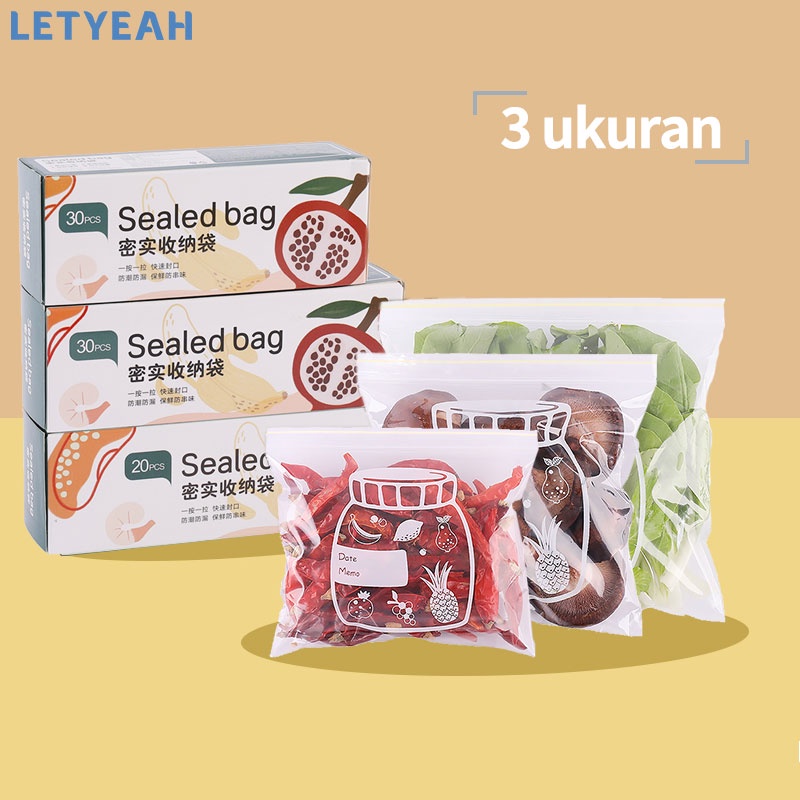 letyeah Plastik ziplock kantong reusable/slider bag untuk penyimpan makanan/kulkas fresh bag