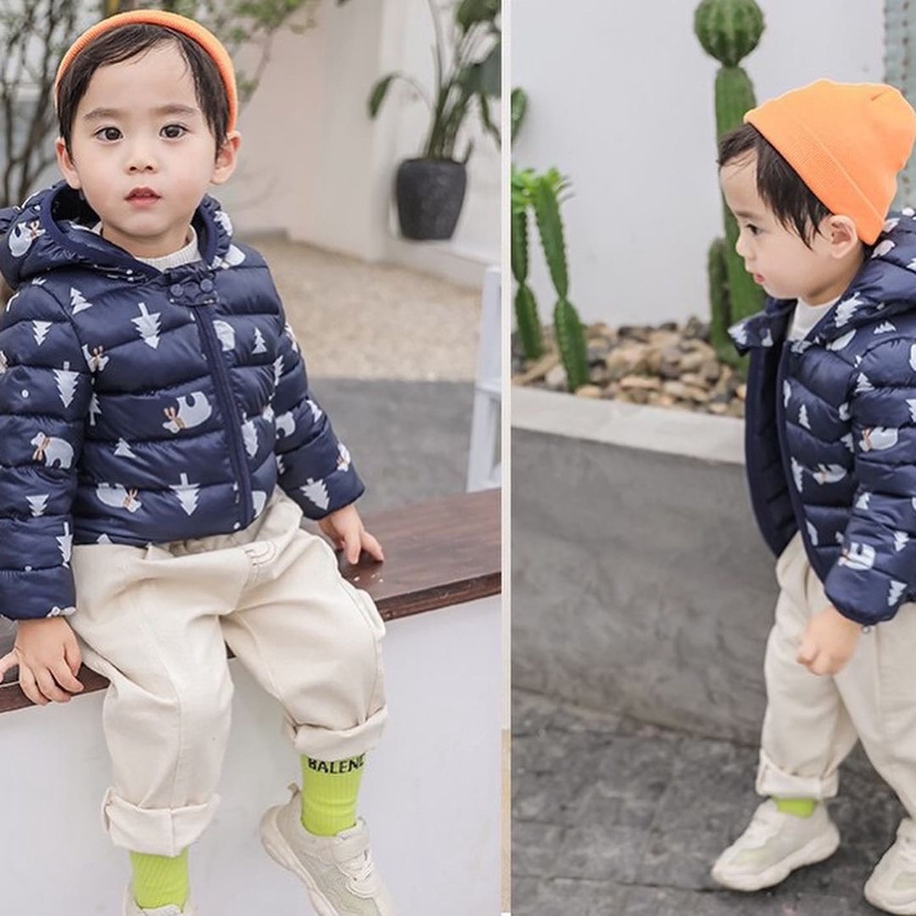 Jaket parasut anak bertudung musim dingin windproof Winter hoodie jacket kids