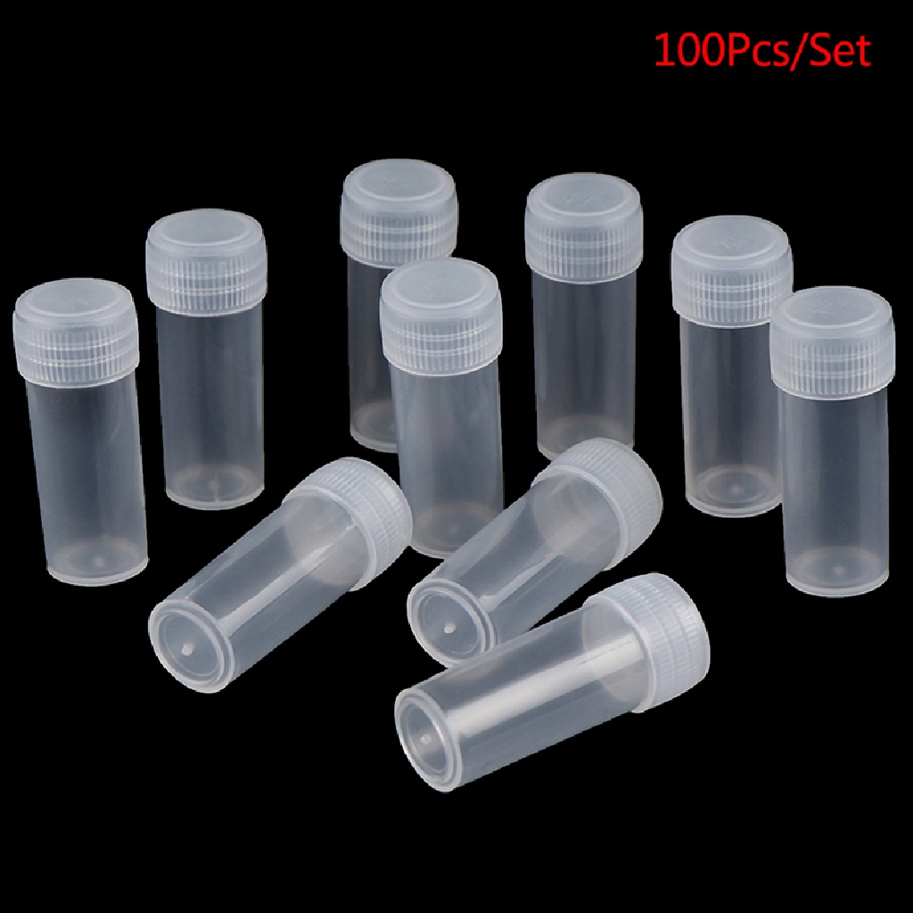 (lightoverflow2) 100pcs Tabung Reaksi 5ml Bahan Plastik Untuk Sekolah Kimia