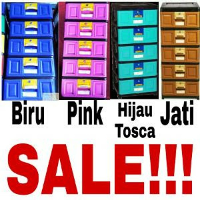 Lemari Stockcase Plastik Napolly 5 susun laci Kunci Roda Murah Kuat