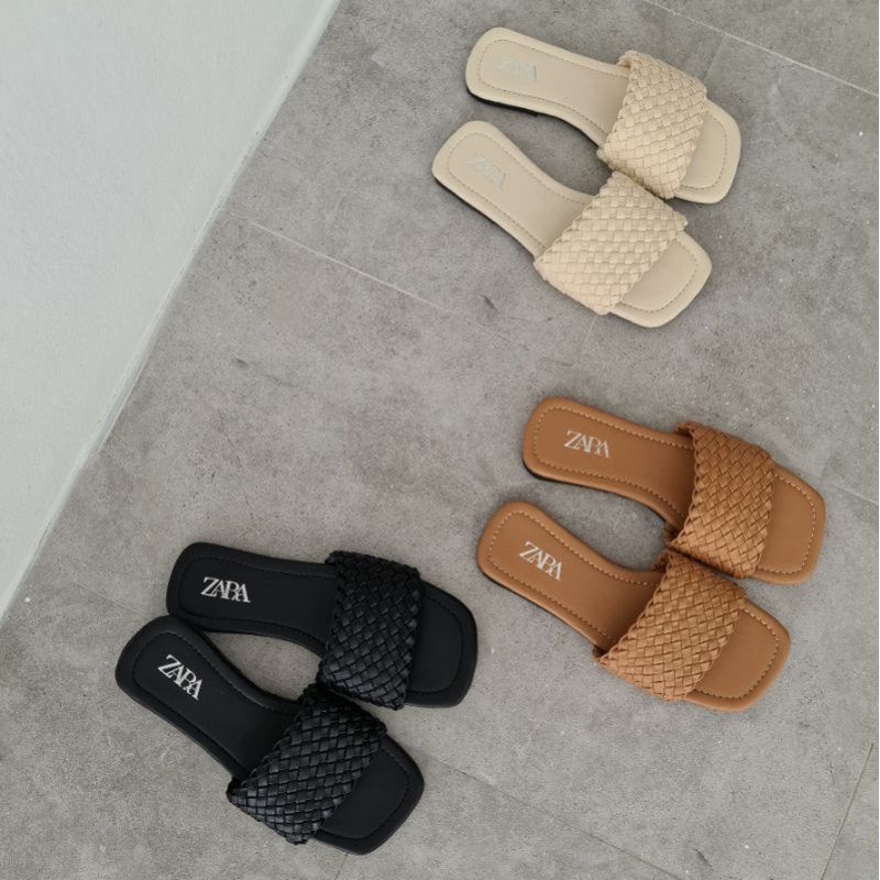 (REAL PICT) SANDAL FLAT ZARA IMPORT / SANDAL ZARA / SANDAL WANITA / FASHION WANITA / SANDAL FLAT