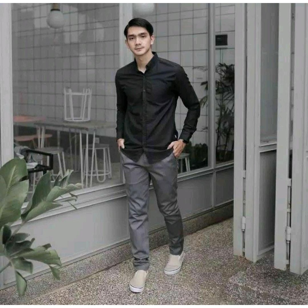 KEMEJA PRIA MENS POLOSAN LENGAN PANJANG COOLMAN PAKIAN PRIA CASUAL PAKAIAN DINAS PNS KERJA