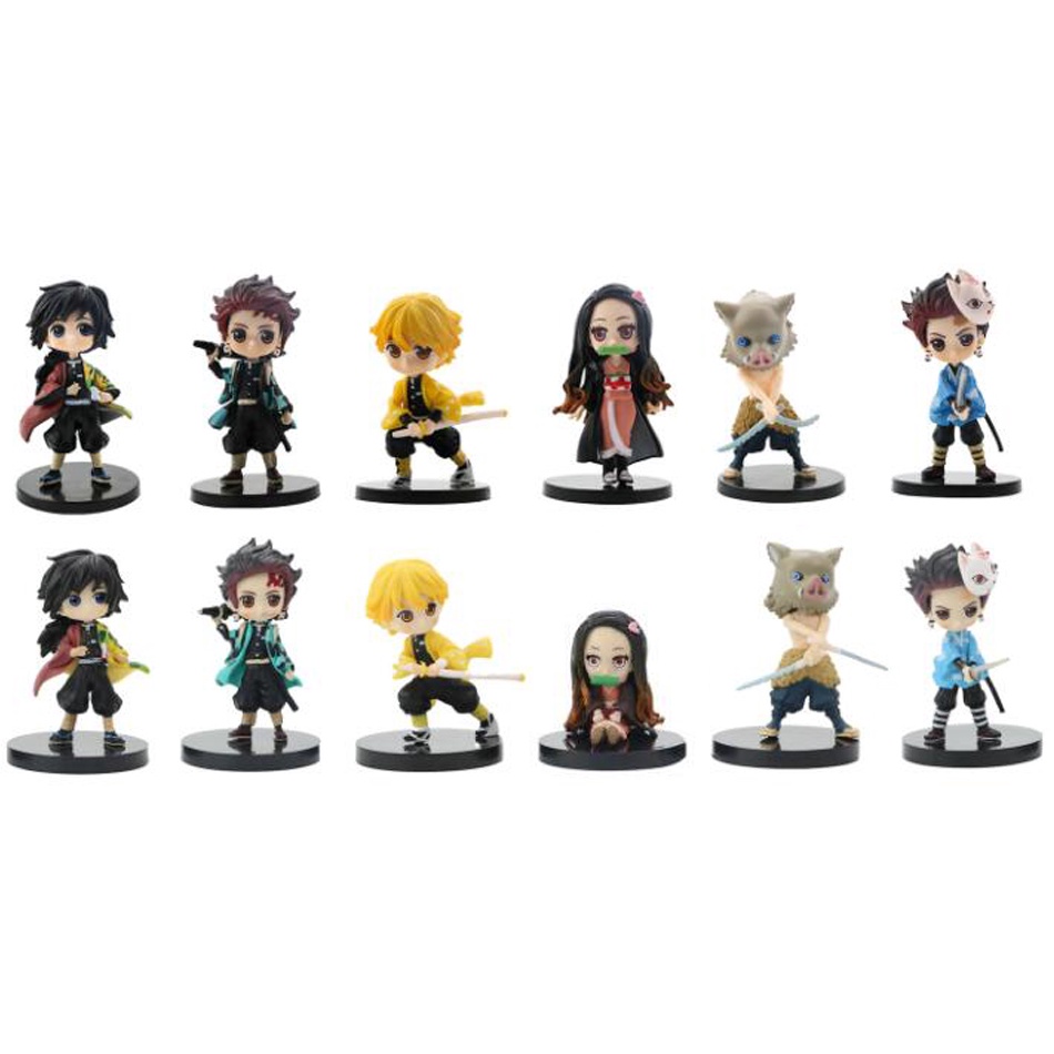 6pcs / Set Action Figure Anime Demon Slayer Kimetsu no Yaiba Kamado Nezuko Untuk Topper Kue