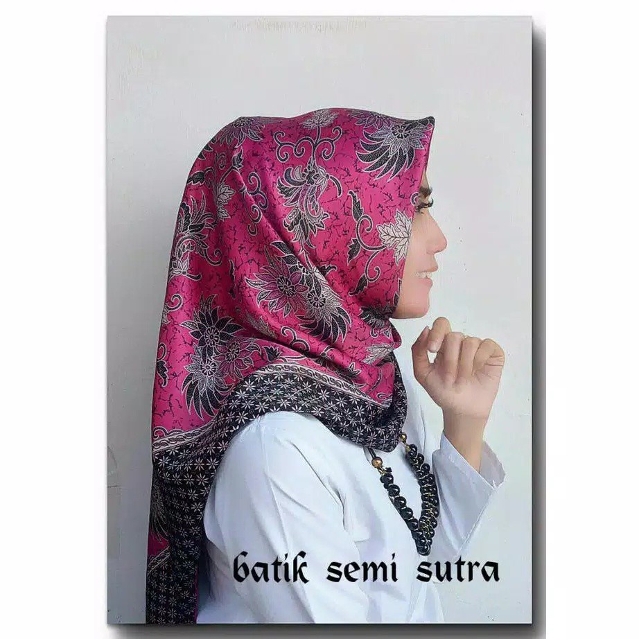 Erna Hijab segi empat square kerudung batik sutera wanita