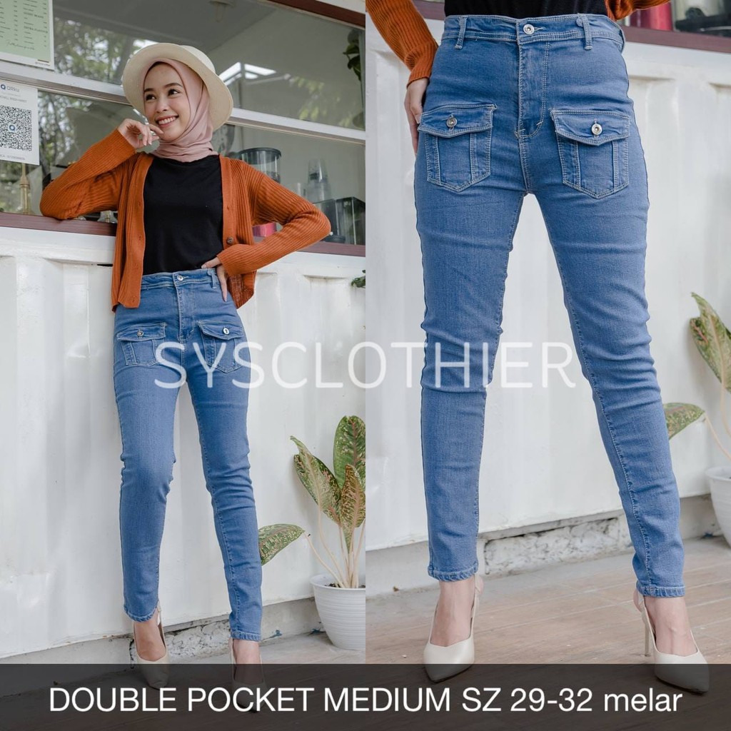 CELANA JEANS WANITA DOUBLE POCKET JEANS