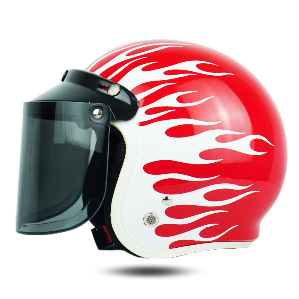 Helm Retro Dewasa SNI BR01 Flame Terbaru Kekinian