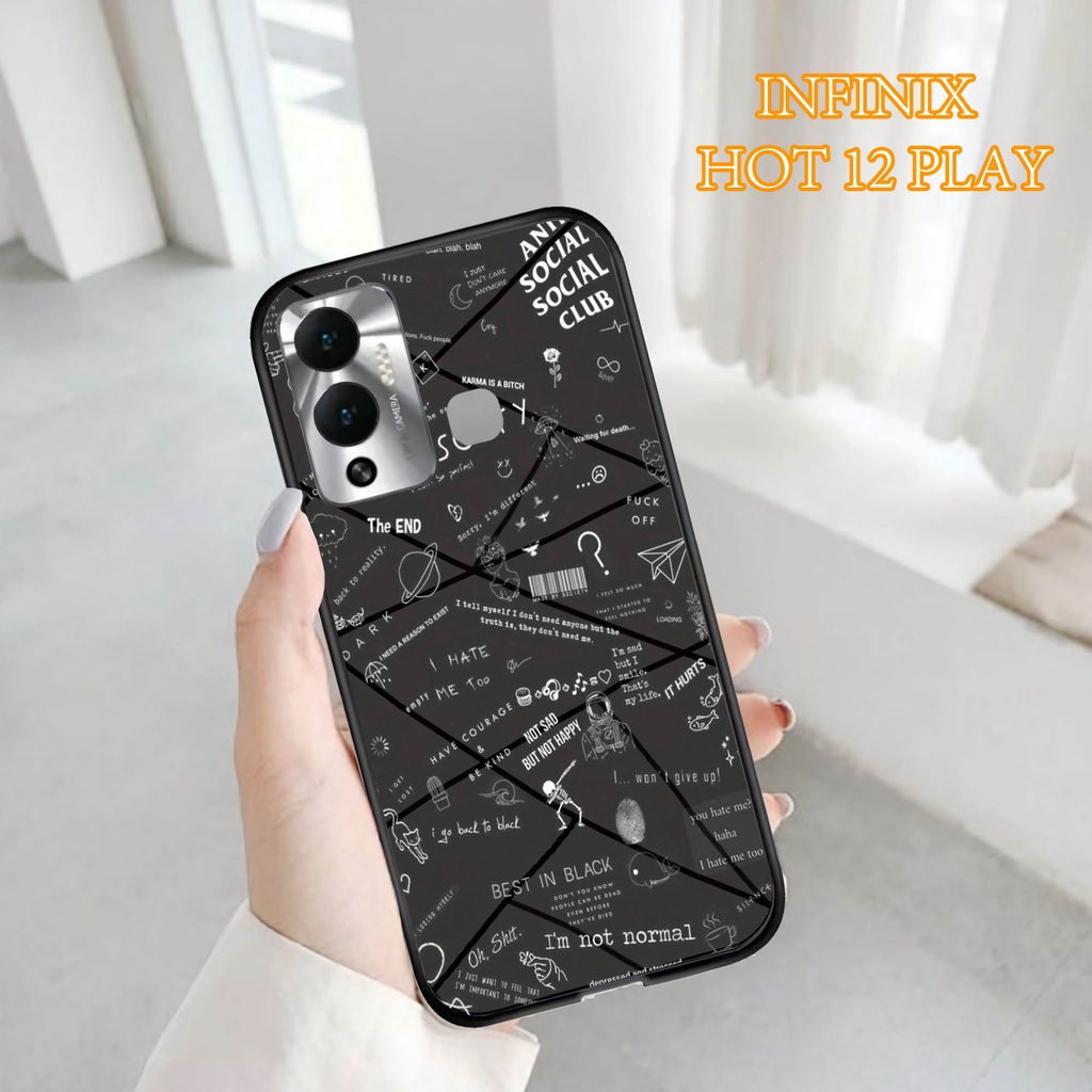 Softcase Glass Kaca INFINIX HOT 12 PLAY - Case Handphone  INFINIX HOT 12 PLAY [T70]