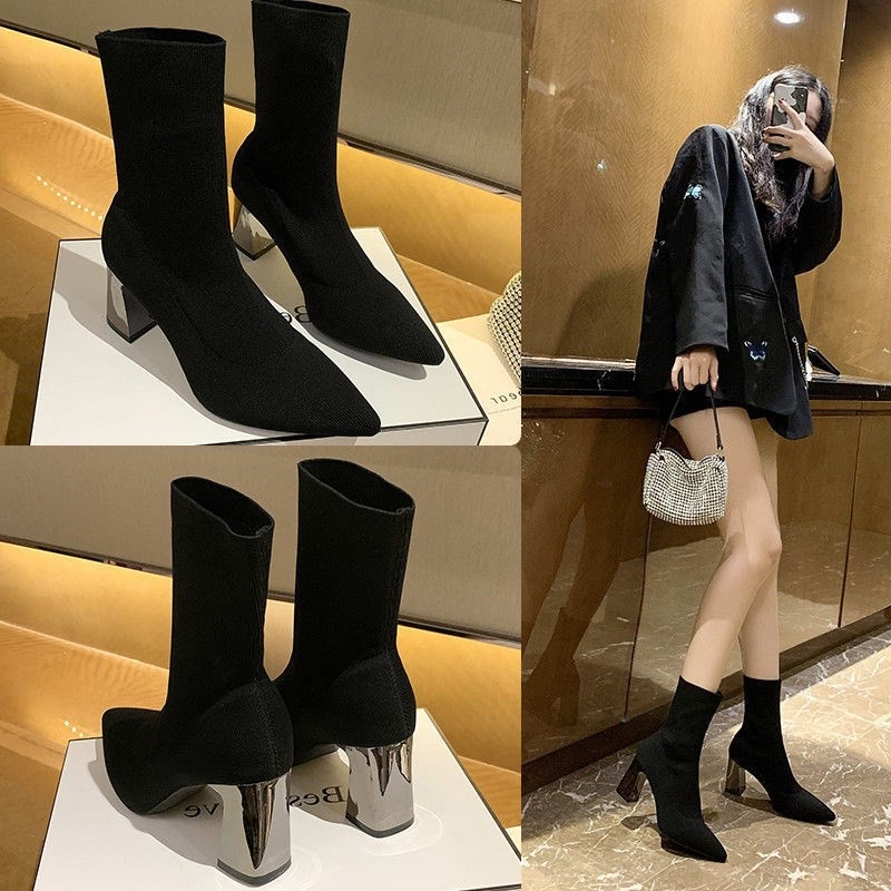 ✅PINKEY P025 RESTOCK WYN SEPATU BOOTS HEELS KOREA TERBARU ( FREE BOX SEPATU )