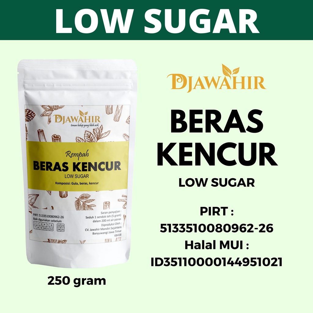 Jual LOW SUGAR Beras Kencur Herbal DJAWAHIR 250 Gram | Shopee Indonesia