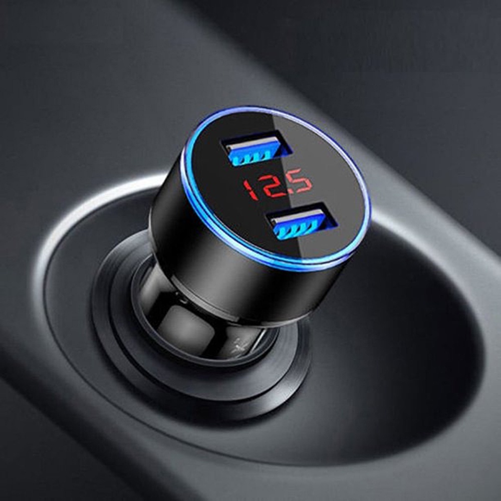 Car Charger 5V 3.1A Dual USB Port Quick Charge LED Display