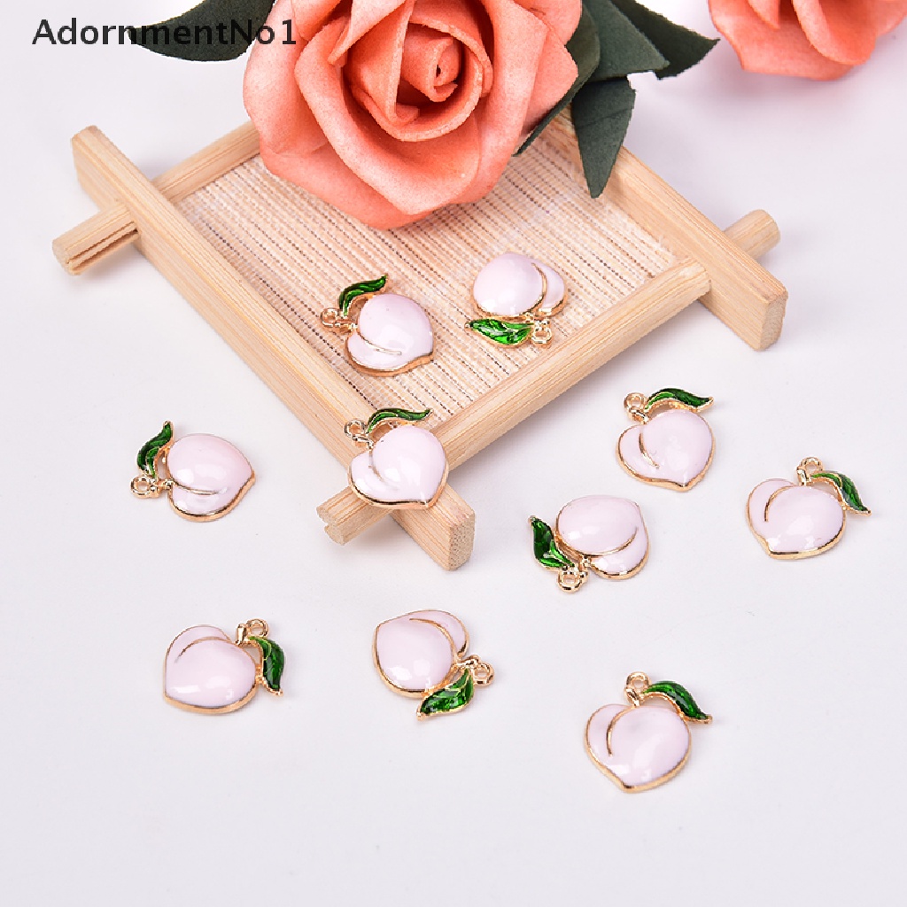 (AdornmentNo1) 10pcs / Set Liontin Enamel Bentuk Buah Peach Bahan Alloy Untuk Kerajinan Tangan DIY