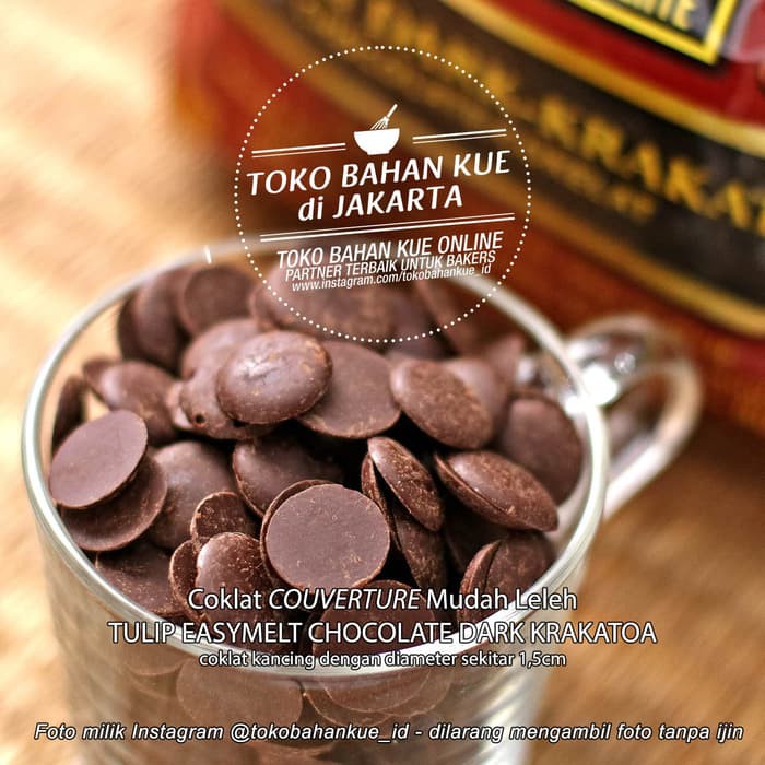 

Chocolate Couverture Tulip Easimelt Dark Krakatoa 75% Coklat 500gr