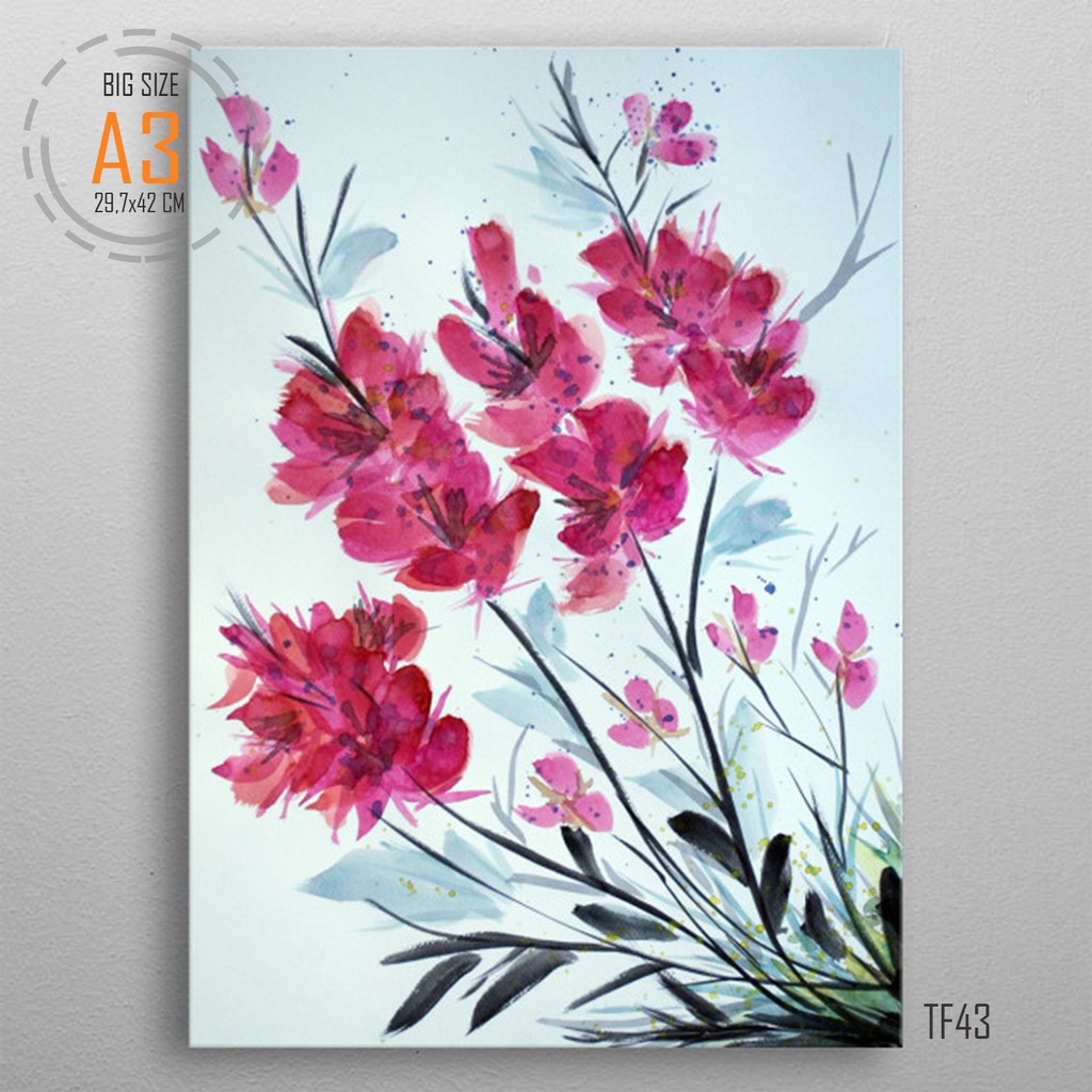 Lily Flower Sketsa Ilustrasi Hiasan Dinding Tema Bunga Size A3