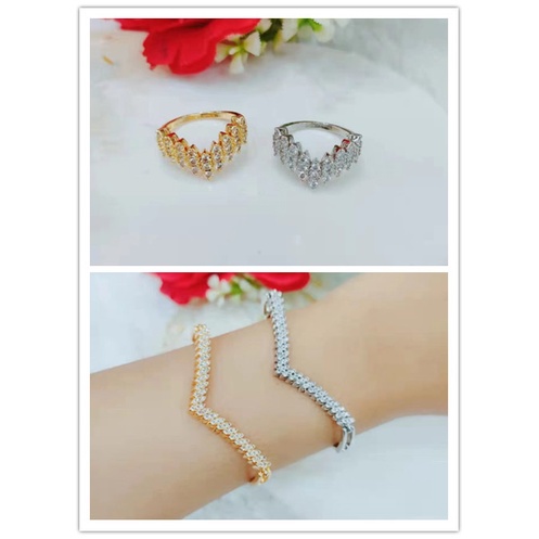 Set Perhiasan Xuping Gelang Dan Cincin Permata 1103