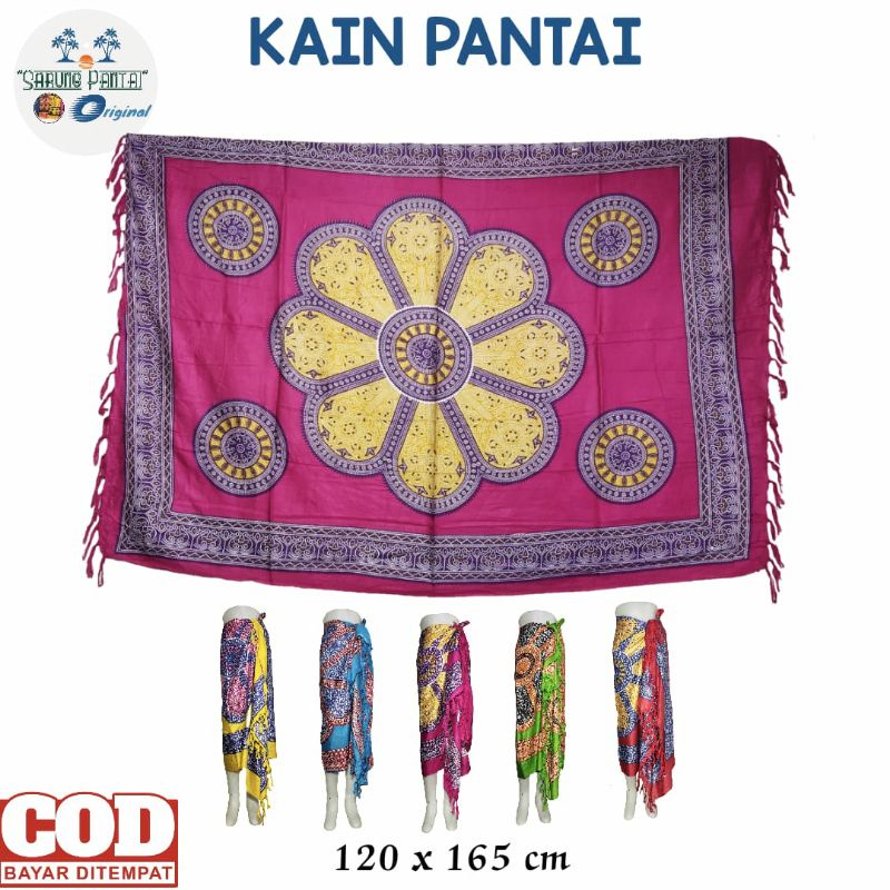 Kain bali / Kain pantai motif teratai ukuran 120x165 cm/ kain buat santai / kain bali murah bahan katun rayon sembilanmode